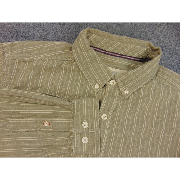 Territory Ahead Shirt Mens Large Gray Green Stripe Floral Button Down Collar - Picture 1 of 8